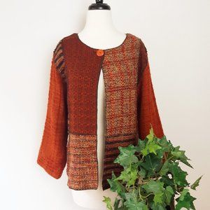 Coldwater Creek Jacket Fall Colors Patchwork Tapestry Cape Style Jacket